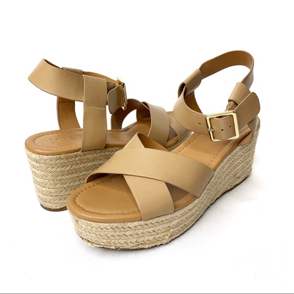 J. Crew Shoes - J. CREW Taupe Espadrille Platform Wedge Sandals 8